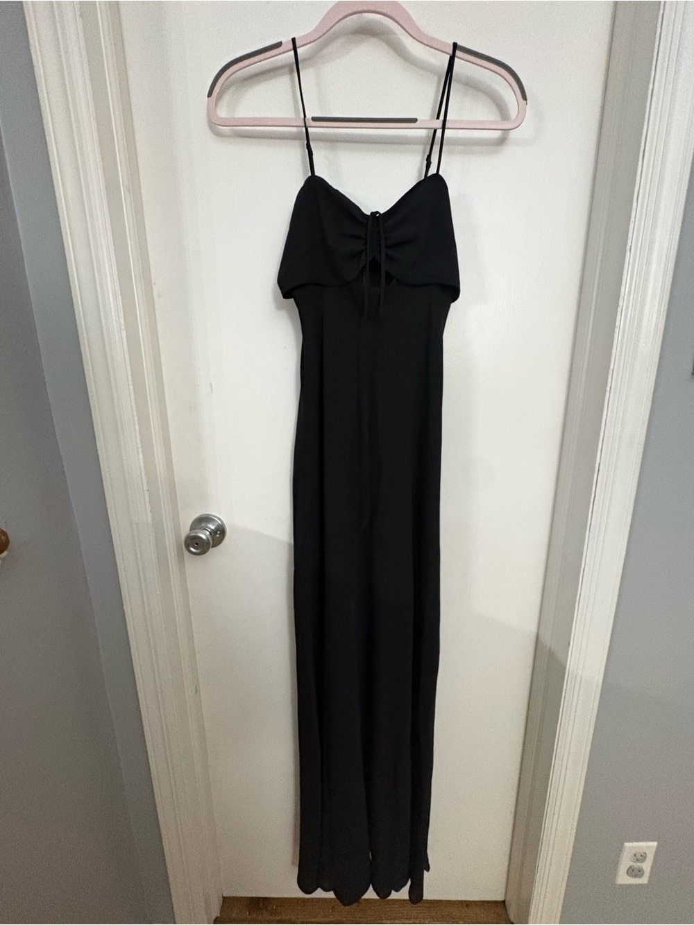 Express Black Spaghetti-Strap Maxi Dress with Front Tie